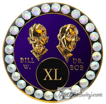 Load image into Gallery viewer, Sobriety Chip AA Aurora Borealis Bling Bill &amp; Bob Purple 40

