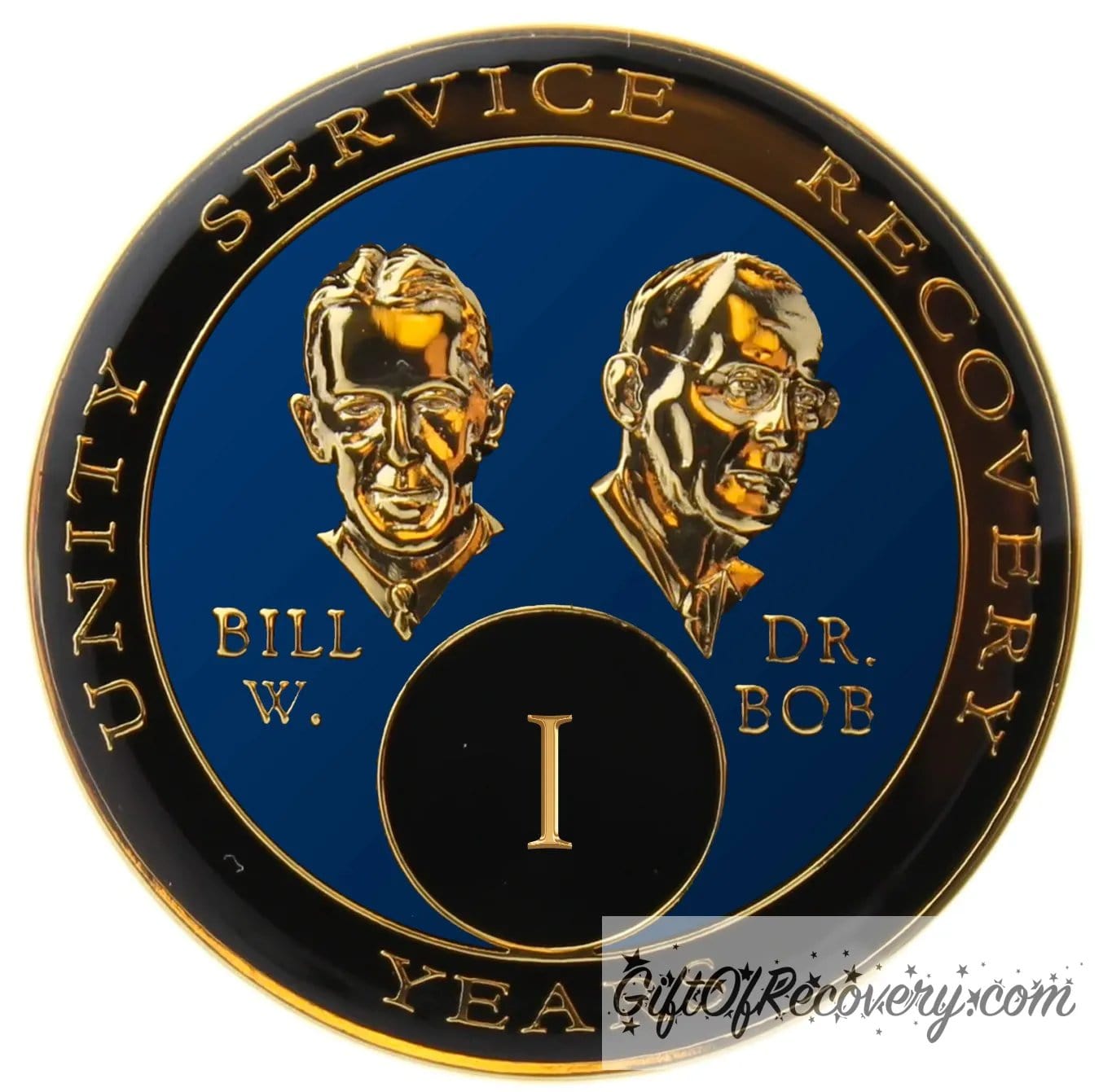 Sobriety Chip AA Bill & Bob Blue Triplate 1 Year