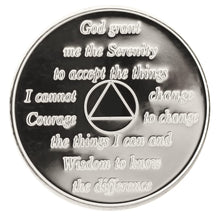 Load image into Gallery viewer, Sobriety Chip AA Bill &amp; Bob Nickel with Serenity Prayer
