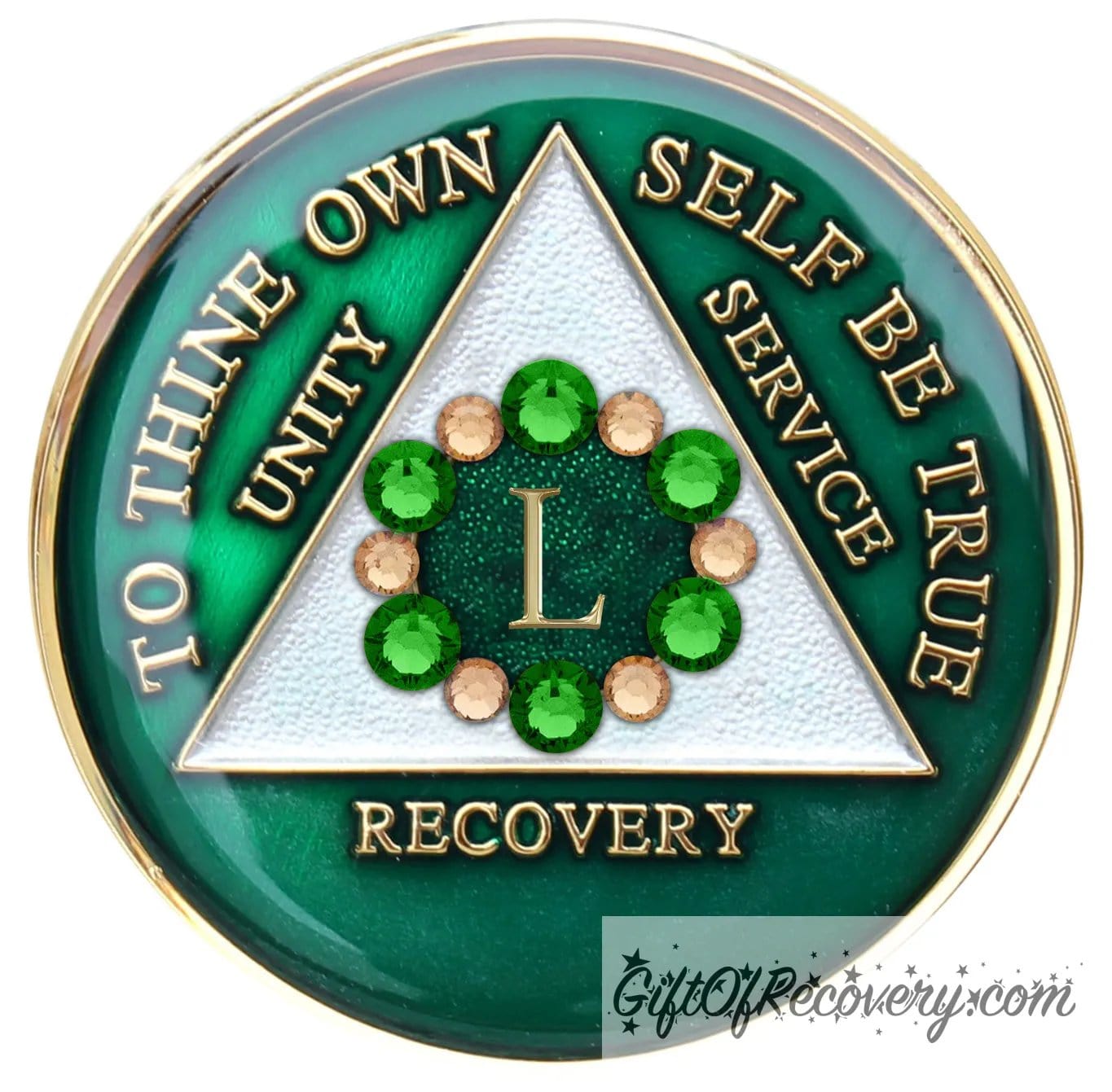 Sobriety Chip AA Bloom Green Crystallized 50