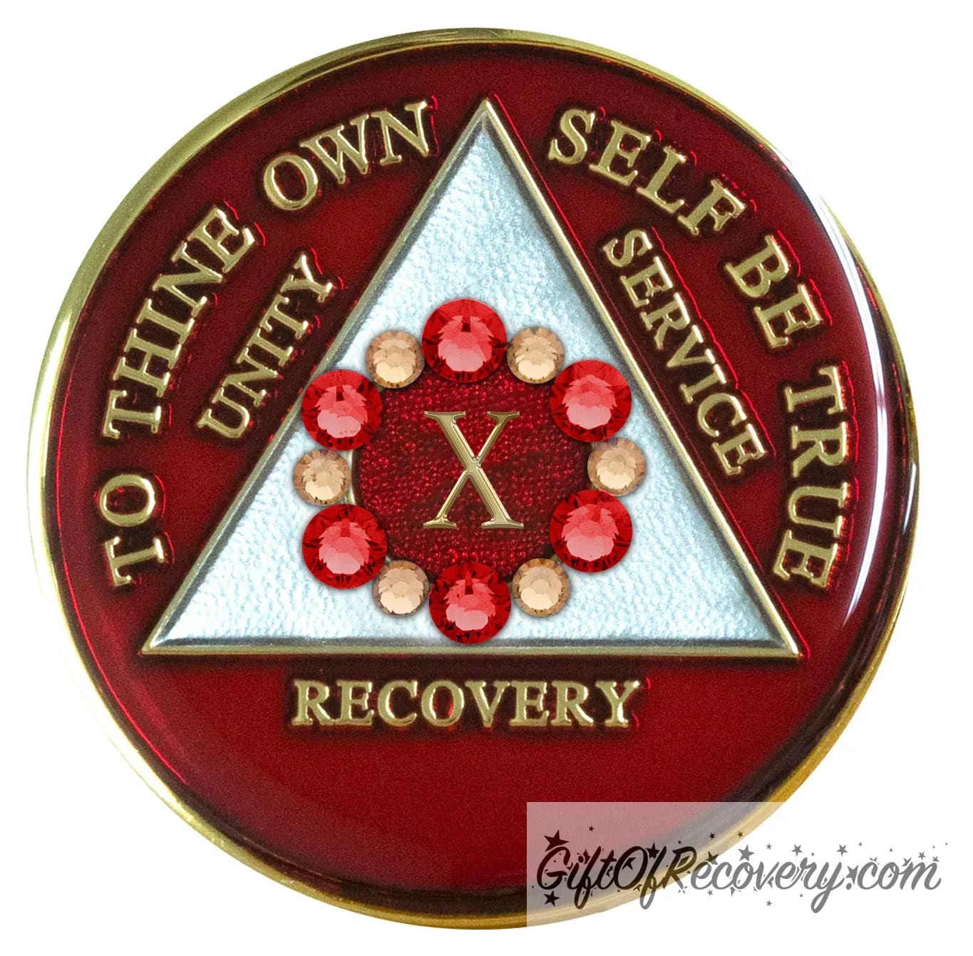Sobriety Chip AA Bloom Red Crystallized 10