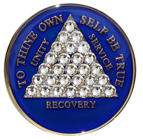 Sobriety Chip AA Blue Timeless Triplate
