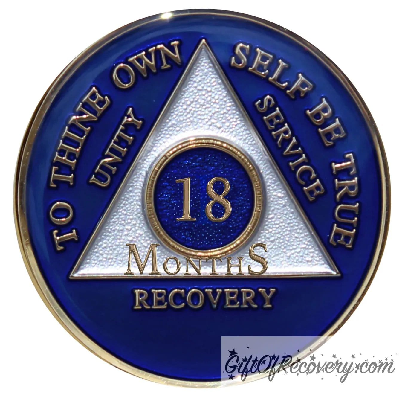 Alcoholics Anonymous Big Book Blue Chip - 14K Gold-Plated Token 18 Months