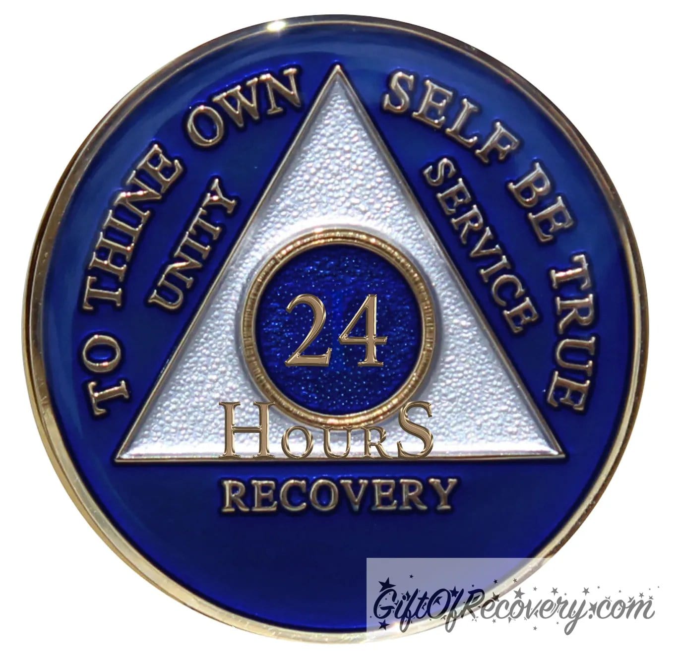Alcoholics Anonymous Big Book Blue Chip - 14K Gold-Plated Token 24 Hours