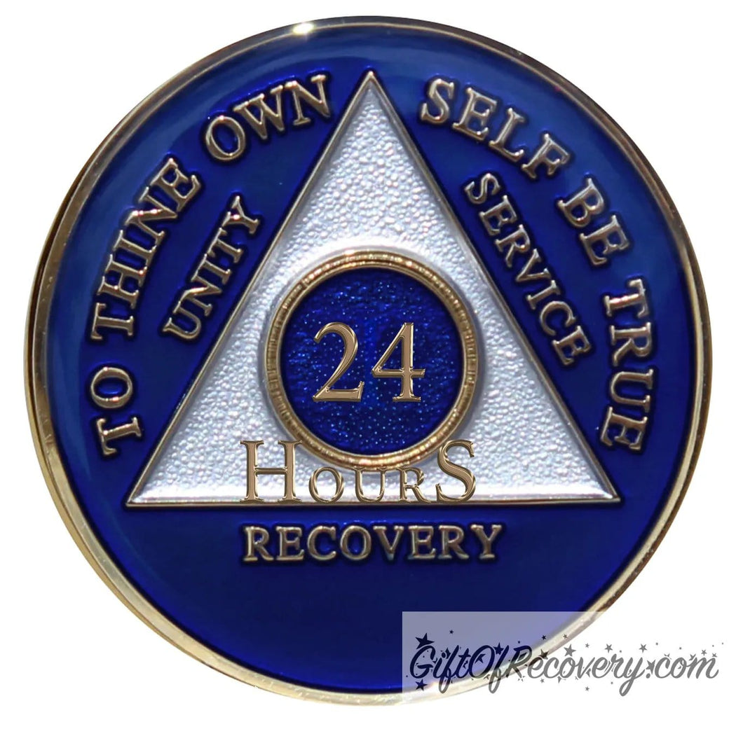 Sobriety Chip AA Blue Triplate 24 Hours