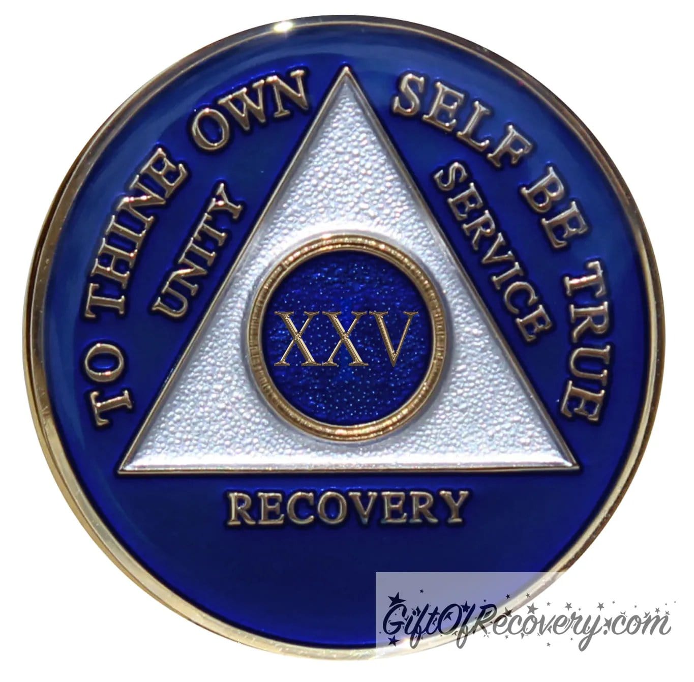 Alcoholics Anonymous Big Book Blue Chip - 14K Gold-Plated Token 25 Years