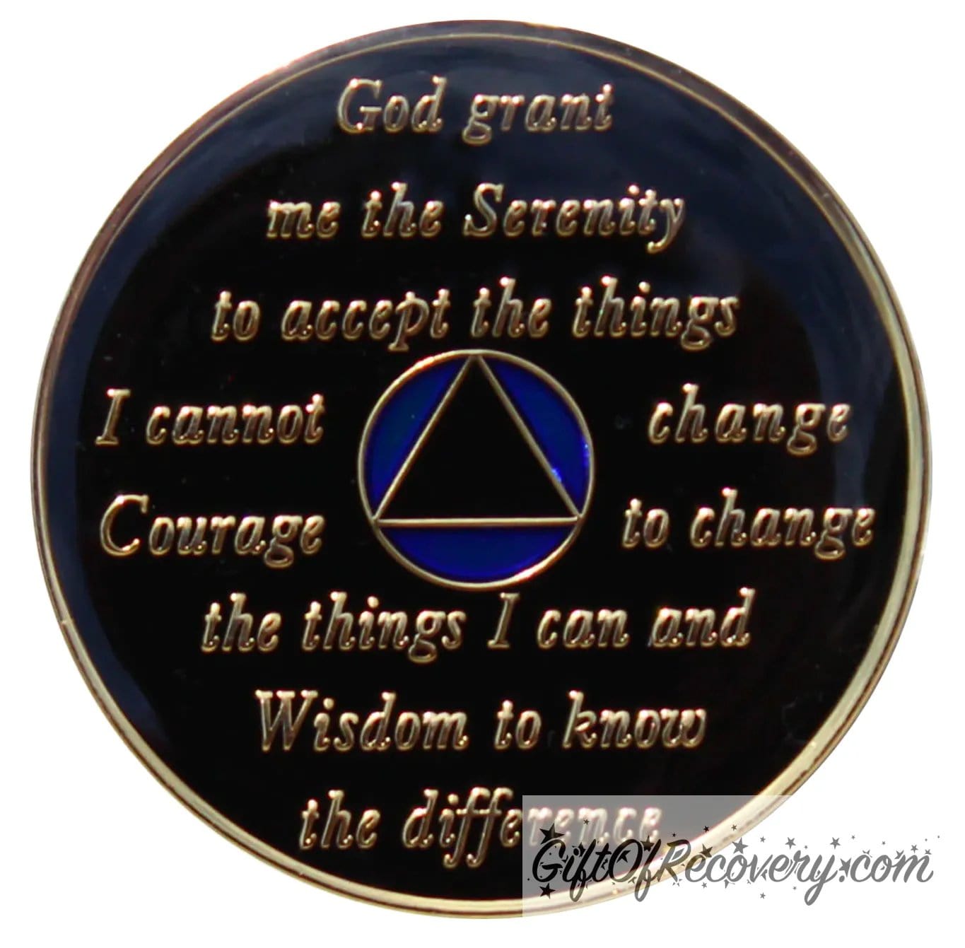 Alcoholics Anonymous Big Book Blue Chip - 14K Gold-Plated Token Back with Serenity Prayer