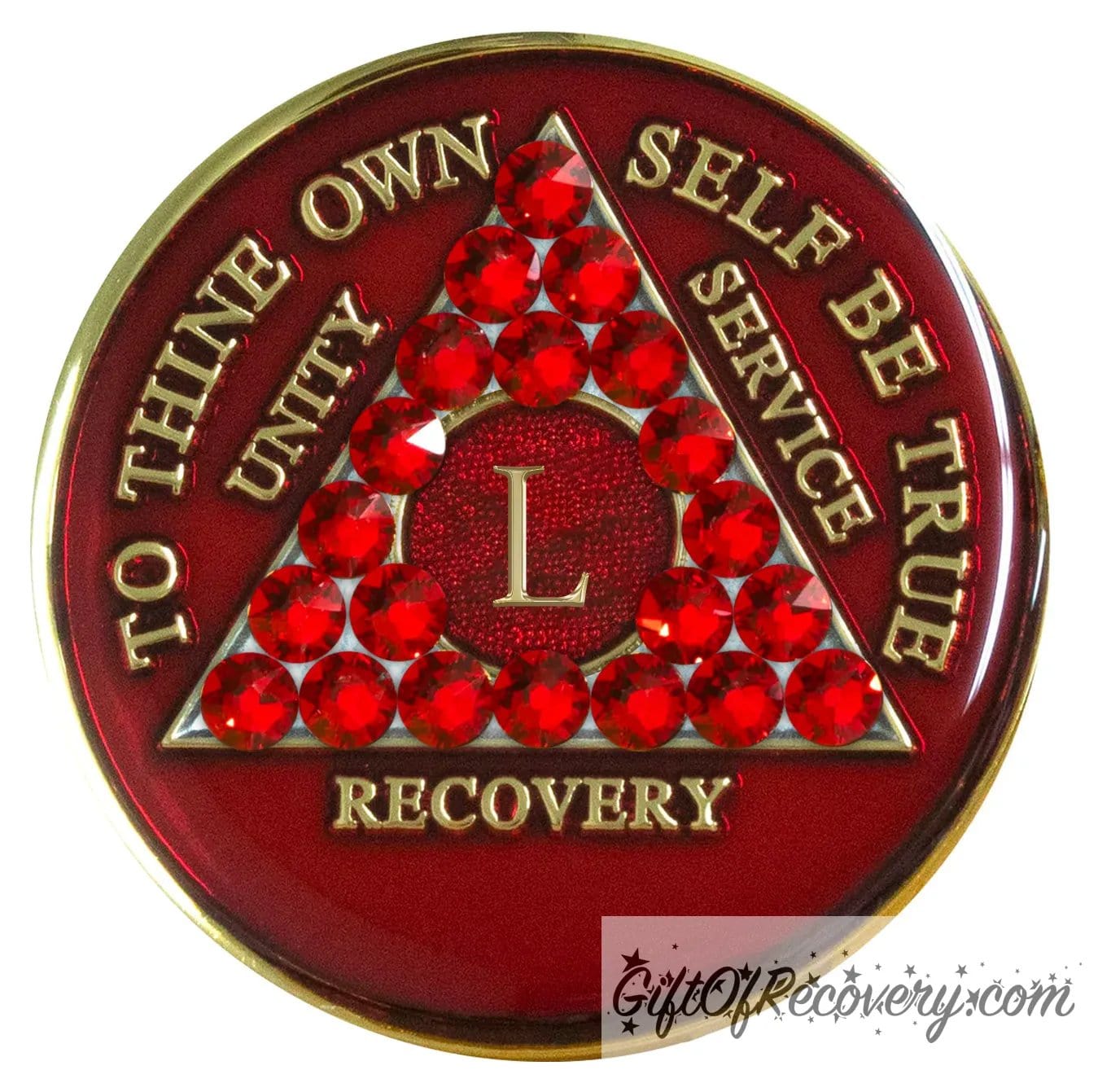 Sobriety Chip AA Crystallized Red Triplate 50