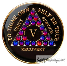 Load image into Gallery viewer, Sobriety Chip AA Crystallized Triplate Black &amp; Volcano 5
