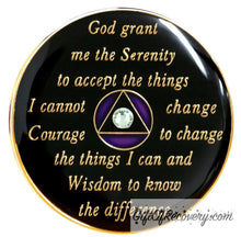 Load image into Gallery viewer, Sobriety Chip AA Diamond Bling Crystallized Purple
