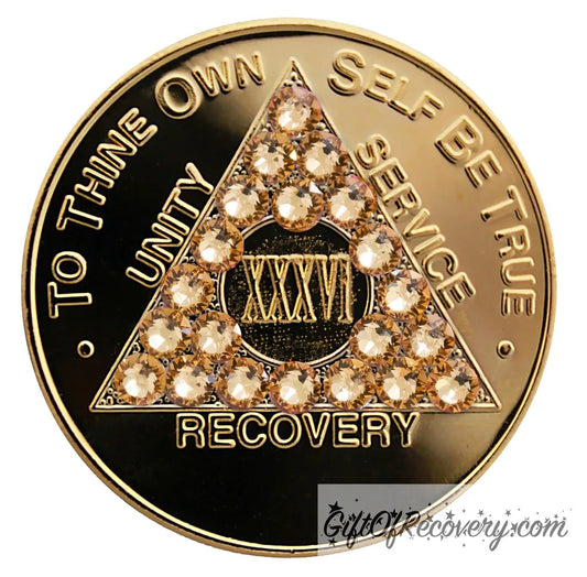 Sobriety Chip AA Gold Girly Girl