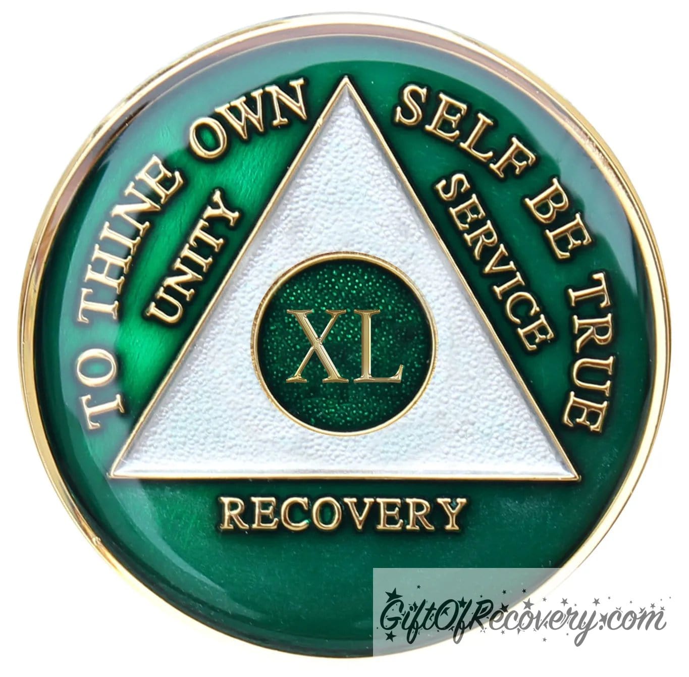 Sobriety Chip AA Green Triplate 40 Year