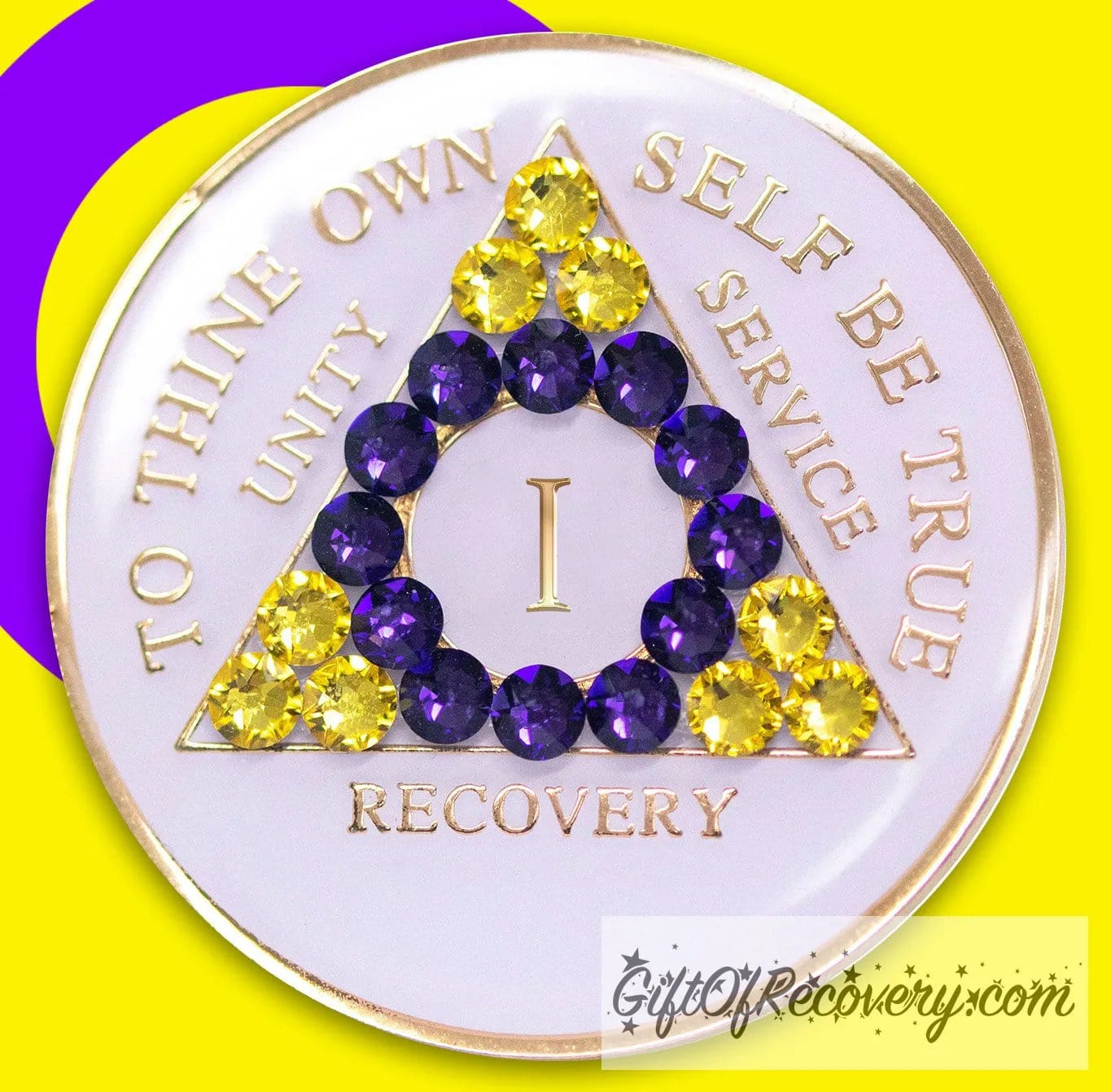 Sobriety Chip AA Intersex Bling Crystallized White Triplate 1
