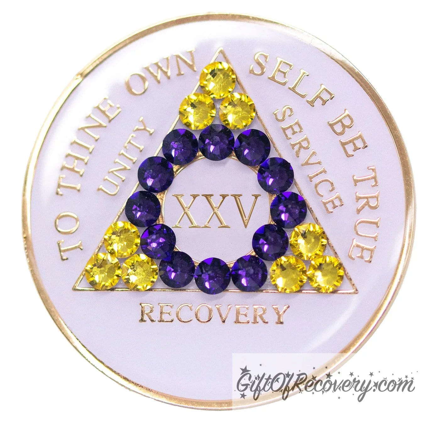 Sobriety Chip AA Intersex Bling Crystallized White Triplate 25