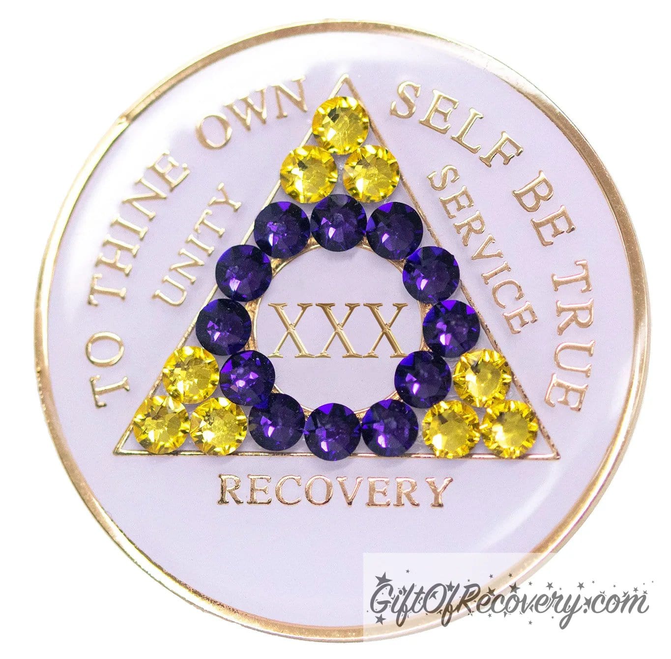 Sobriety Chip AA Intersex Bling Crystallized White Triplate 30