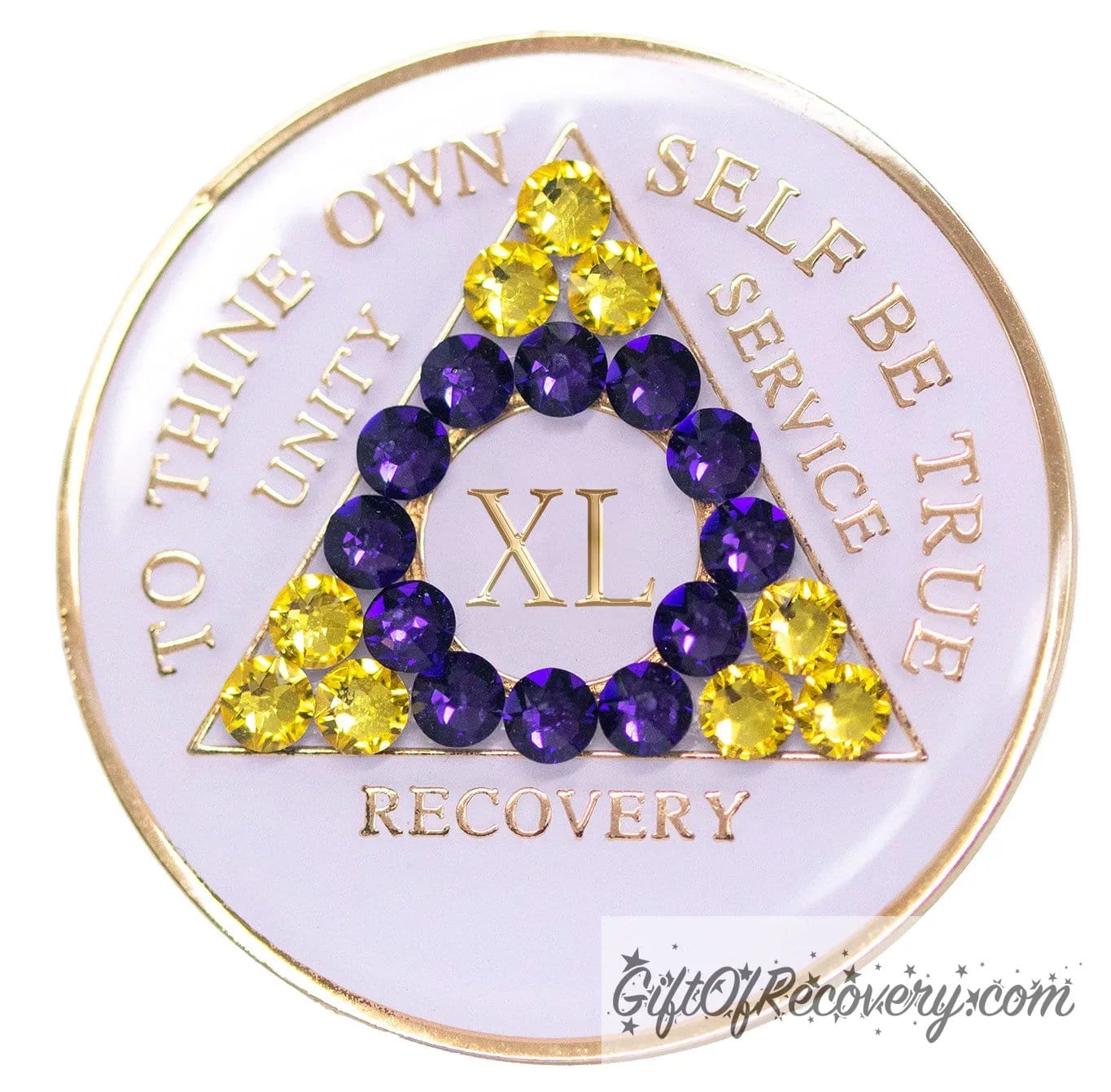Sobriety Chip AA Intersex Bling Crystallized White Triplate 40