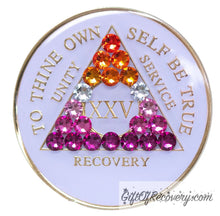 Load image into Gallery viewer, Sobriety Chip AA Lesbian Bling Crystallized White Triplate 25
