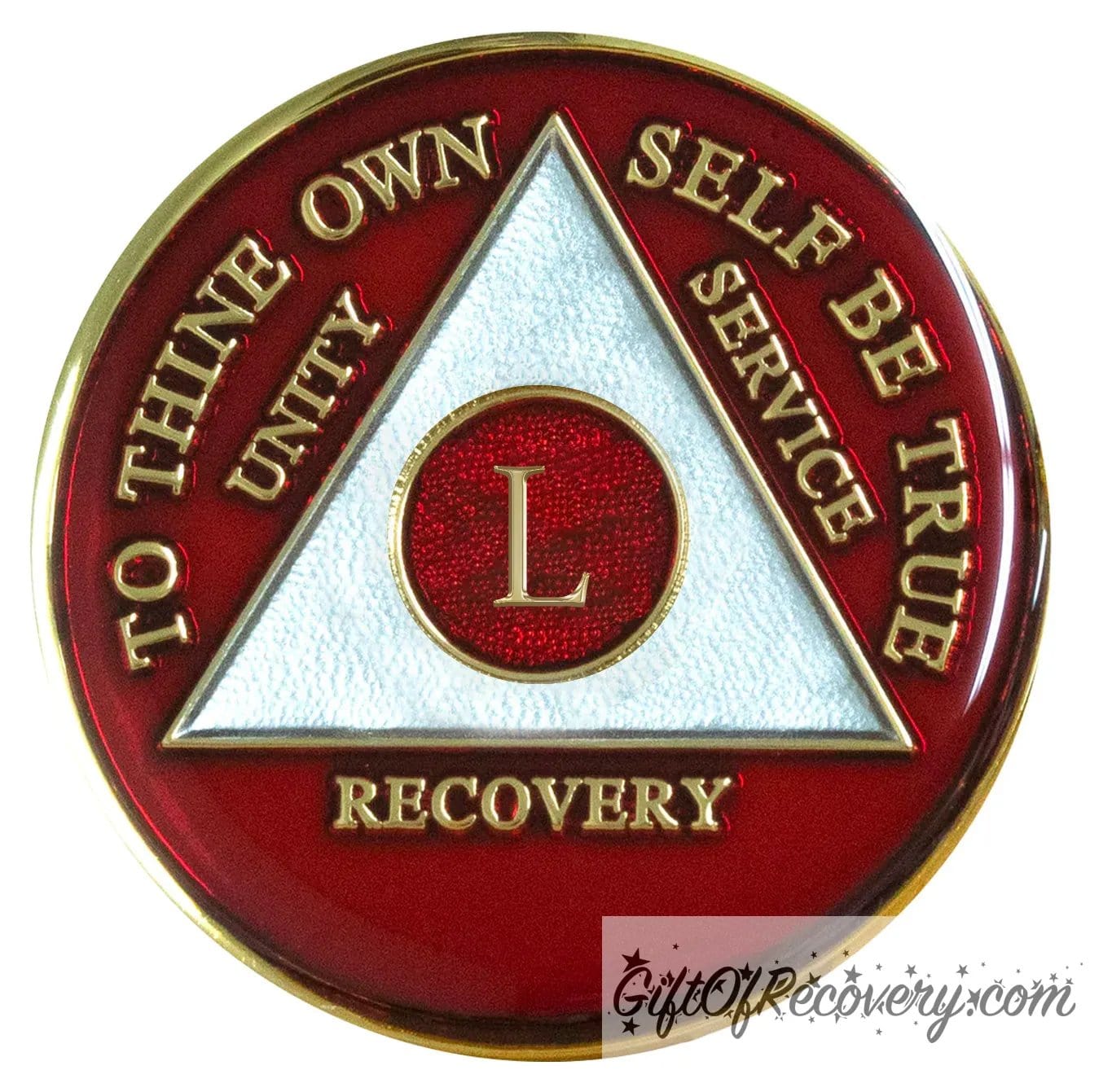Sobriety Chip AA Red Triplate 50 Years