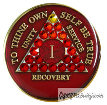 Load image into Gallery viewer, Sobriety Chip AA Transition Red Crystallized 1
