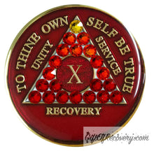 Load image into Gallery viewer, Sobriety Chip AA Transition Red Crystallized 10

