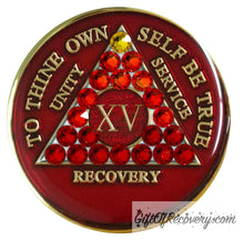 Load image into Gallery viewer, Sobriety Chip AA Transition Red Crystallized 15
