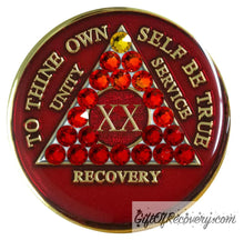 Load image into Gallery viewer, Sobriety Chip AA Transition Red Crystallized 20
