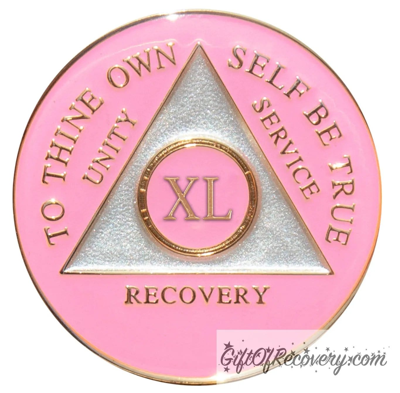 Sobriety Chip AA Triplate Pink 40 Years