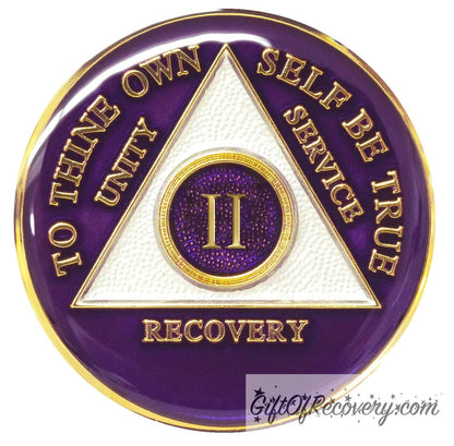Sobriety Chip AA Triplate Purple 2 Years