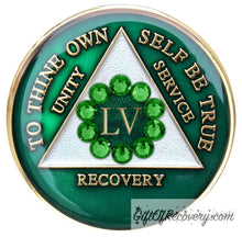 Load image into Gallery viewer, Sobriety Chip AA Unity Green Crystallized 55
