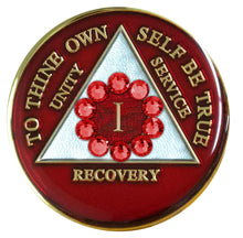 Load image into Gallery viewer, Sobriety Chip AA Unity Red Crystallized 1
