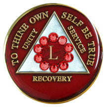 Load image into Gallery viewer, Sobriety Chip AA Unity Red Crystallized 50
