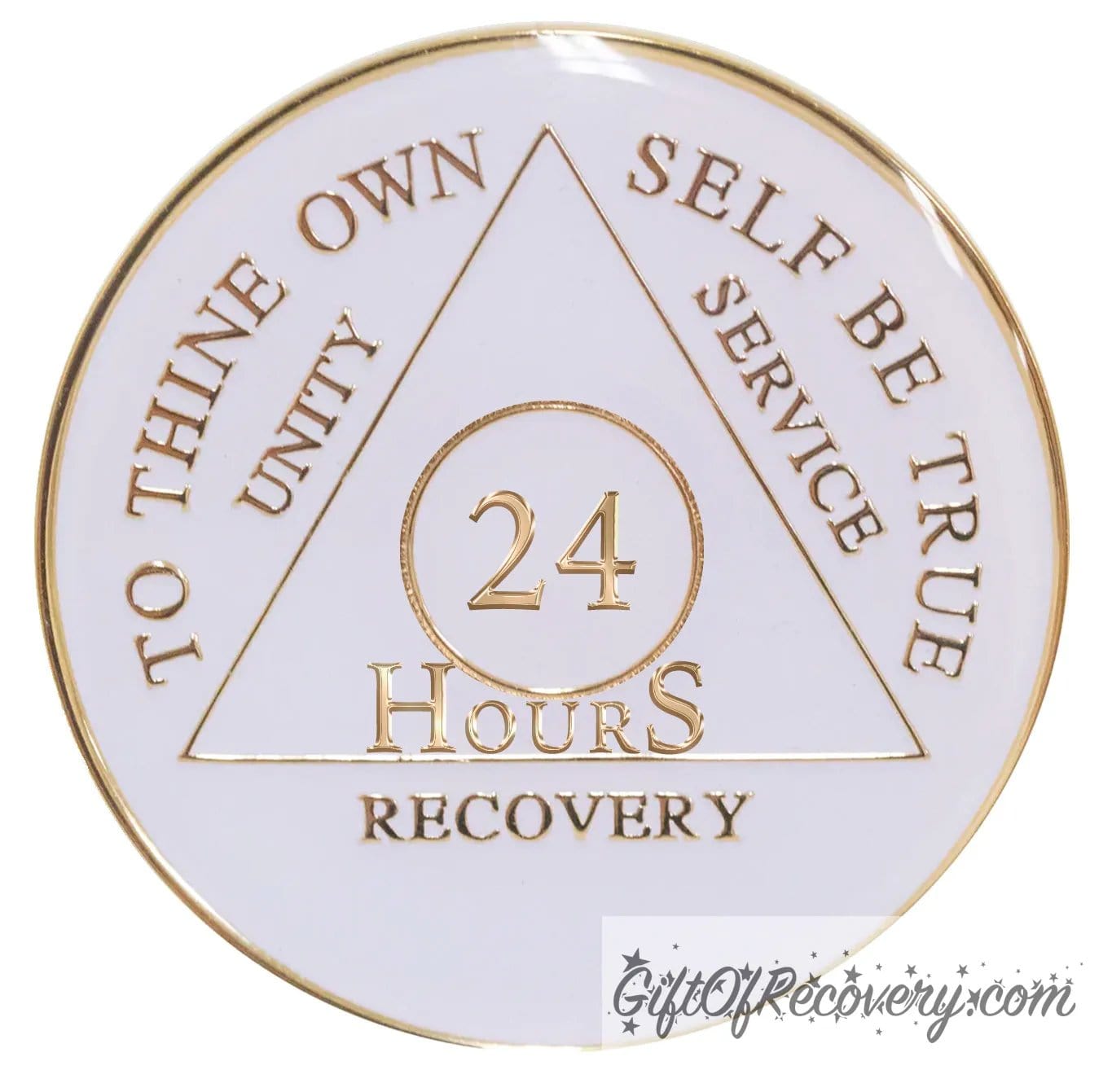 Sobriety Chip AA White Triplate 24 Hours