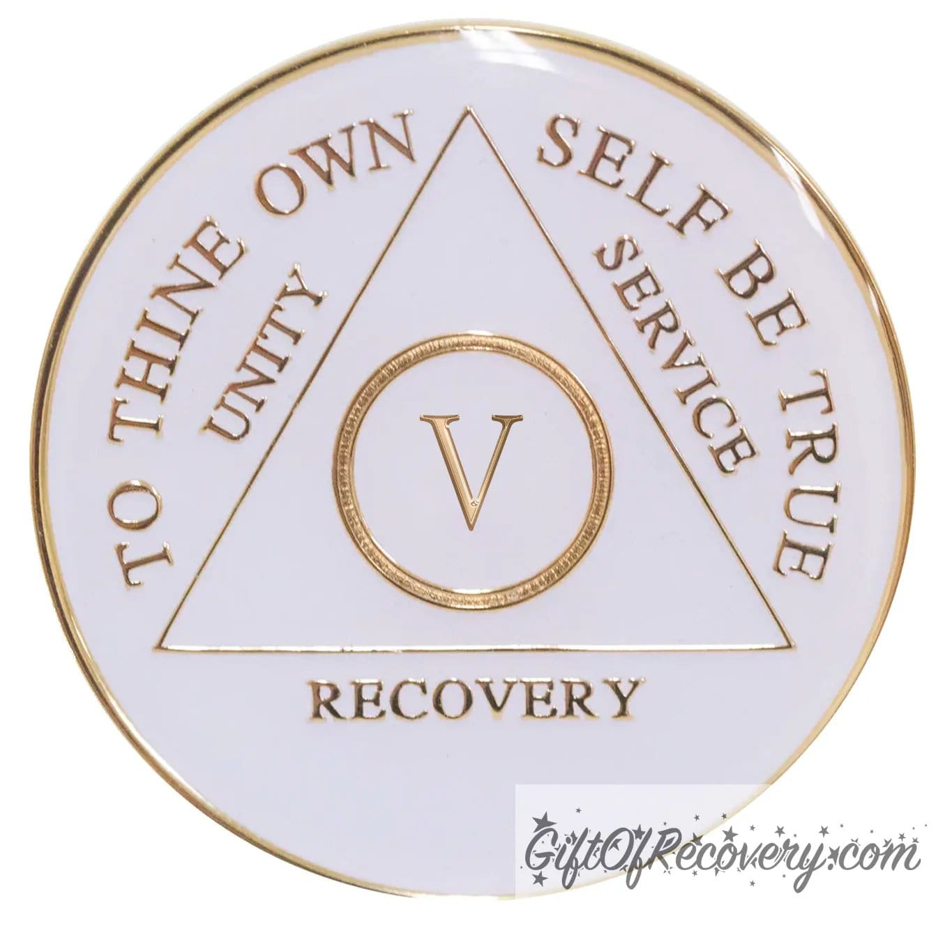 AA Recovery Medallion White Gift of Recovery