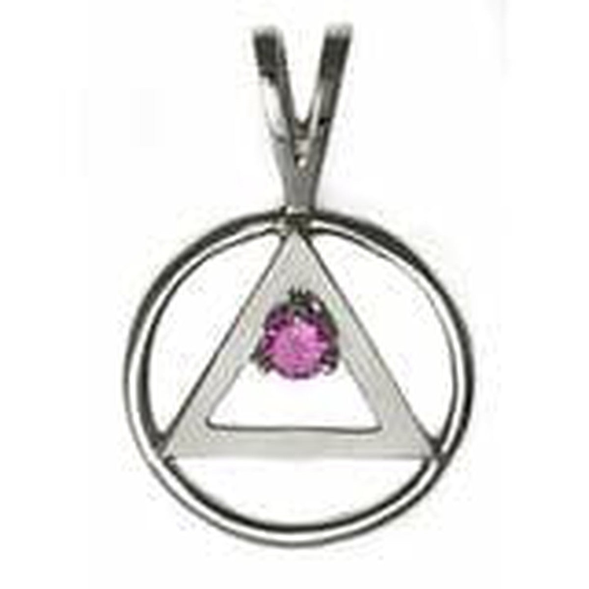 Sterling Silver ,Alcoholics Anonymous  Pendant With 3Mm Cz Stone Dark Purple