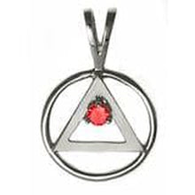 Load image into Gallery viewer, Sterling Silver ,Alcoholics Anonymous  Pendant With 3Mm Cz Stone Red

