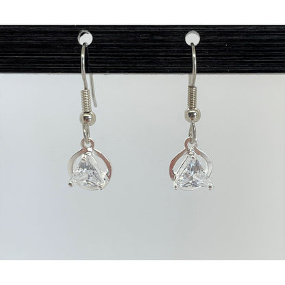 Sterling Silver, Alcoholics Anonymous Symbol Earrings, Available In 3 Different 5Mm Triangle Colored Cz Stones