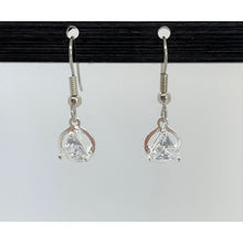 Load image into Gallery viewer, Sterling Silver, Alcoholics Anonymous Symbol Earrings, Available In 3 Different 5Mm Triangle Colored Cz Stones
