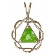 Load image into Gallery viewer, Sterling Silver, Basket Weave Style Alcoholics Anonymous  Pendant Green
