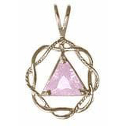 Sterling Silver, Basket Weave Style Alcoholics Anonymous  Pendant Light Purple
