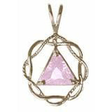 Load image into Gallery viewer, Sterling Silver, Basket Weave Style Alcoholics Anonymous  Pendant Light Purple
