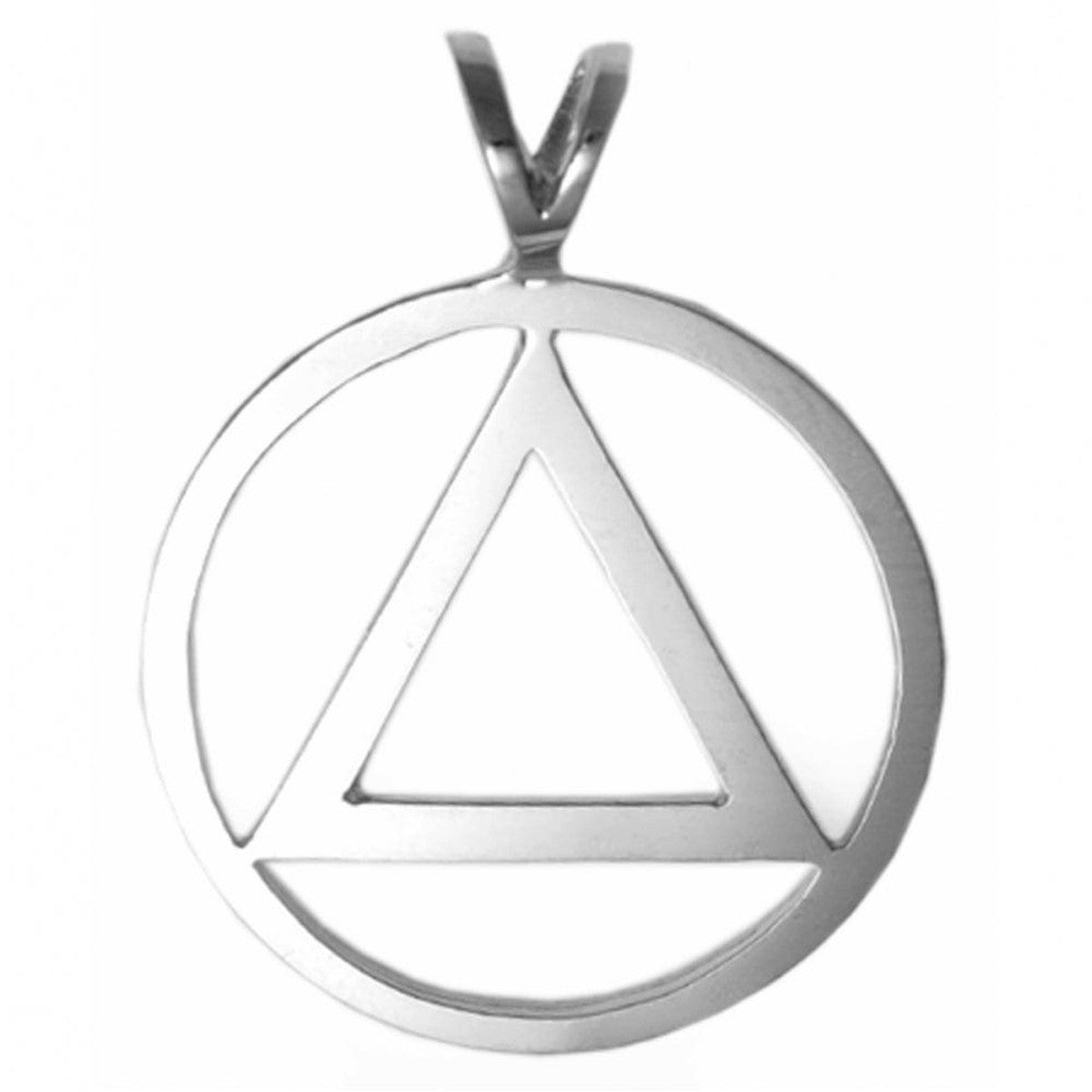 Sterling Silver, Flat Style Alcoholics Anonymous Pendant, Large Size