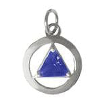 Sterling Silver, Medium Size, Available In 3 Different 6Mm Triangle Colored Cz Stones dark blue