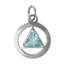 Load image into Gallery viewer, Sterling Silver, Medium Size, Available In 3 Different 6Mm Triangle Colored Cz Stones light blue
