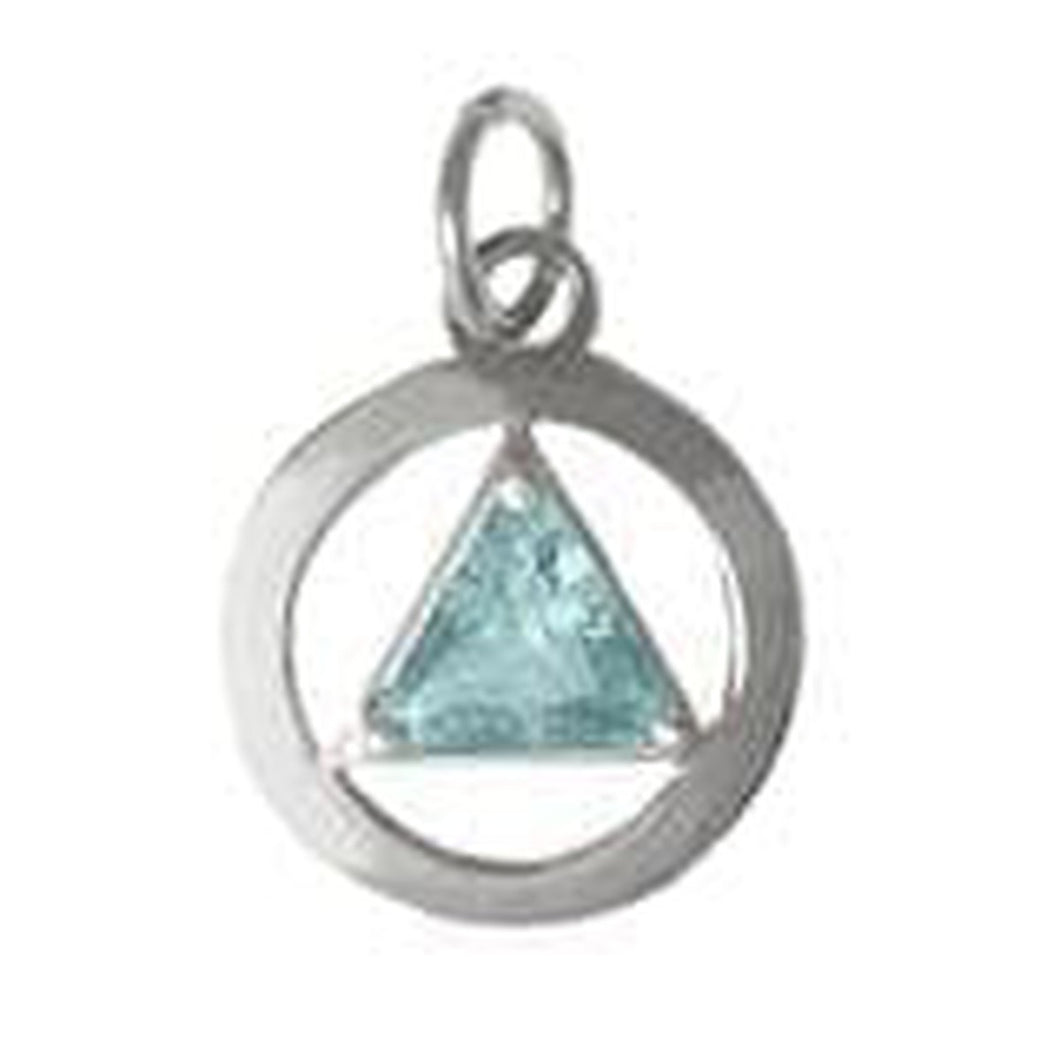 Sterling Silver, Medium Size, Available In 3 Different 6Mm Triangle Colored Cz Stones light blue