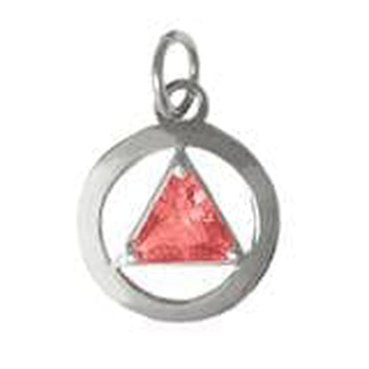Sterling Silver, Medium Size, Available In 3 Different 6Mm Triangle Colored Cz Stones red