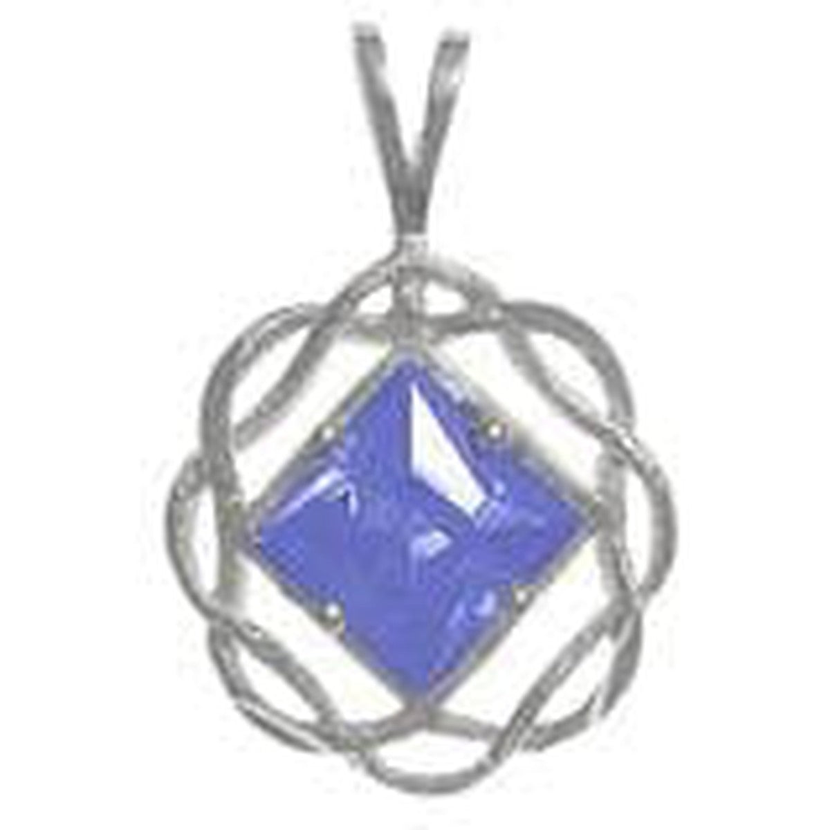 Sterling Silver, Medium Size, NA Basket Weave Circle, Available In 3 Different 8Mm Square Colored Cz Stones Dark Blue