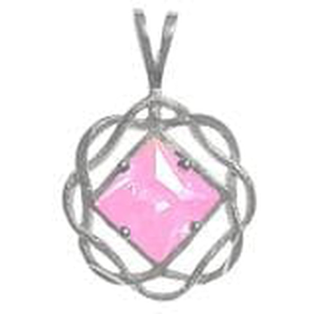 Sterling Silver, Medium Size, NA Basket Weave Circle, Available In 3 Different 8Mm Square Colored Cz Stones Pink
