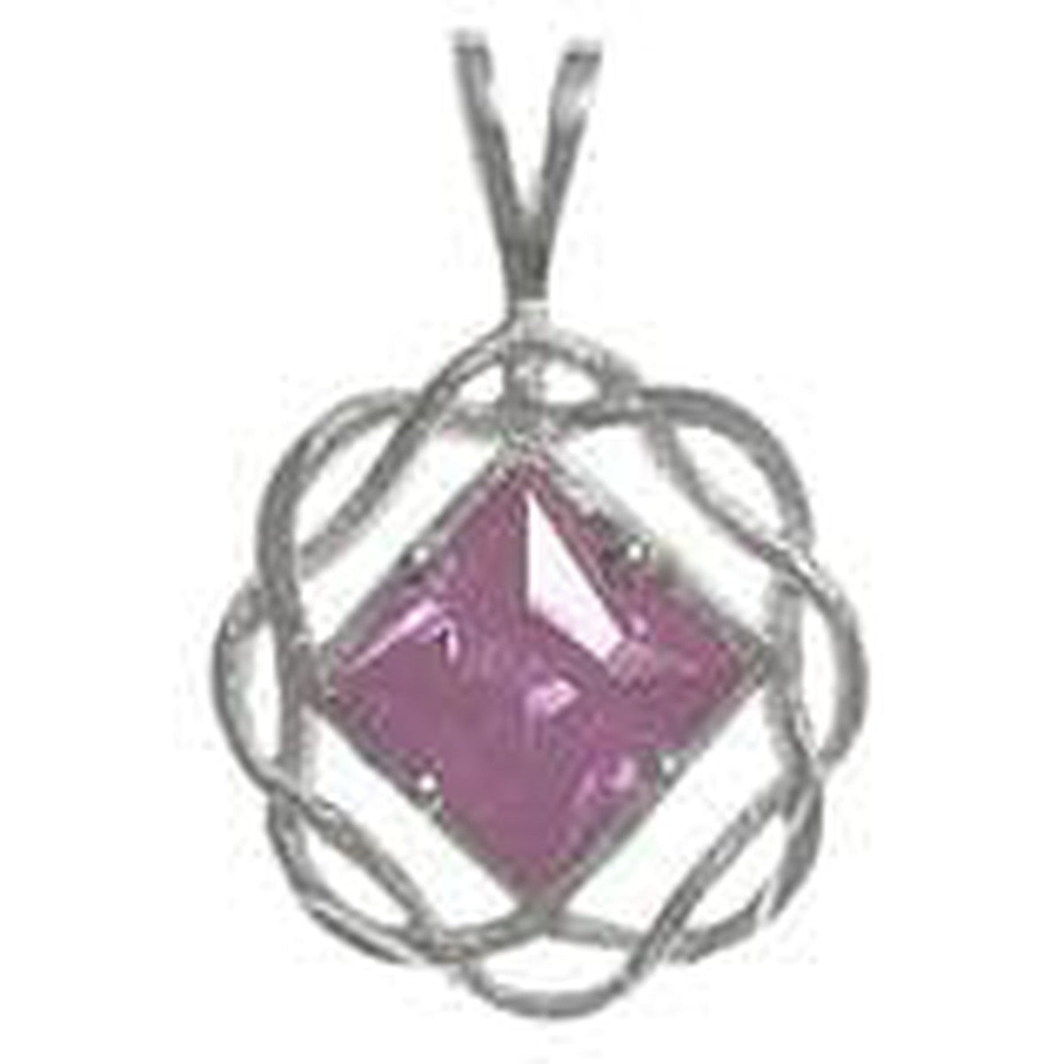 Sterling Silver, Medium Size, NA Basket Weave Circle, Available In 3 Different 8Mm Square Colored Cz Stones Purple