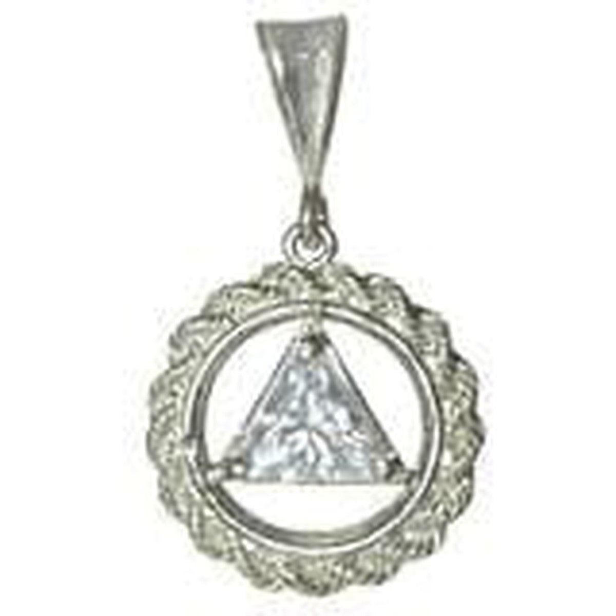 Sterling Silver, Medium Size, Rope Style Circle, Available In 2 Different 8Mm Triangle Colored Cz Stones Clear