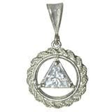 Load image into Gallery viewer, Sterling Silver, Medium Size, Rope Style Circle, Available In 2 Different 8Mm Triangle Colored Cz Stones Clear
